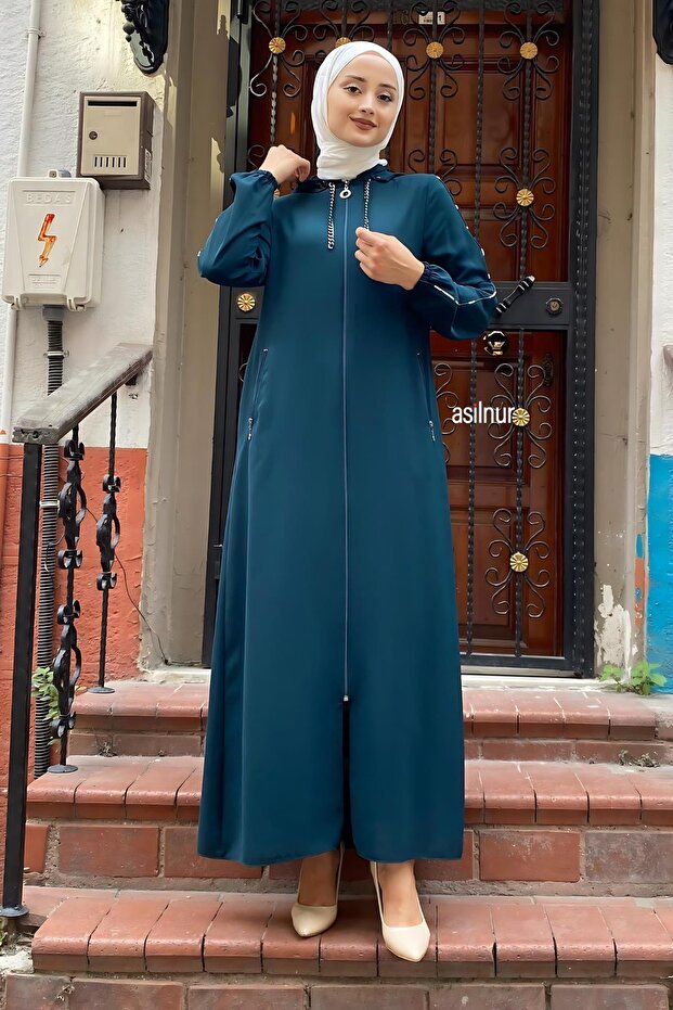 Mısra Leopard Patterned Ferace Emerald Green - 1