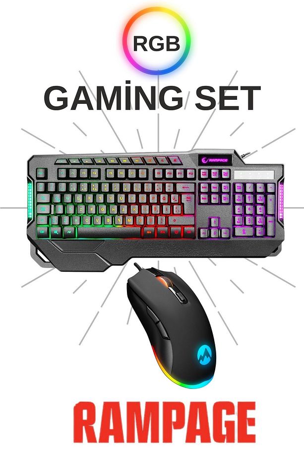 Kb-r46 Carisma Rainbow Aydınlatmalı Usb Gaming Combo Q Gaming Klavye Lumos Makrolu 6400 Dpi - 1