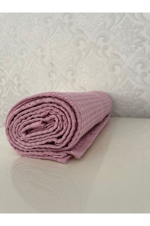 Premium %100 Pamuk Tek Kişilik Yazlık Pike, Yatak Örtüsü, Terletmez Kumaş(PUDRA RENK) (160x240cm) - 3