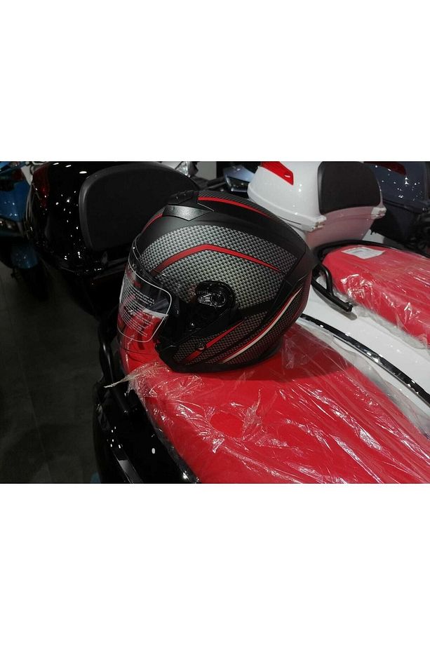 Jk 526 Güneş Vizörlü Karbon Desen Açık Kask - 7