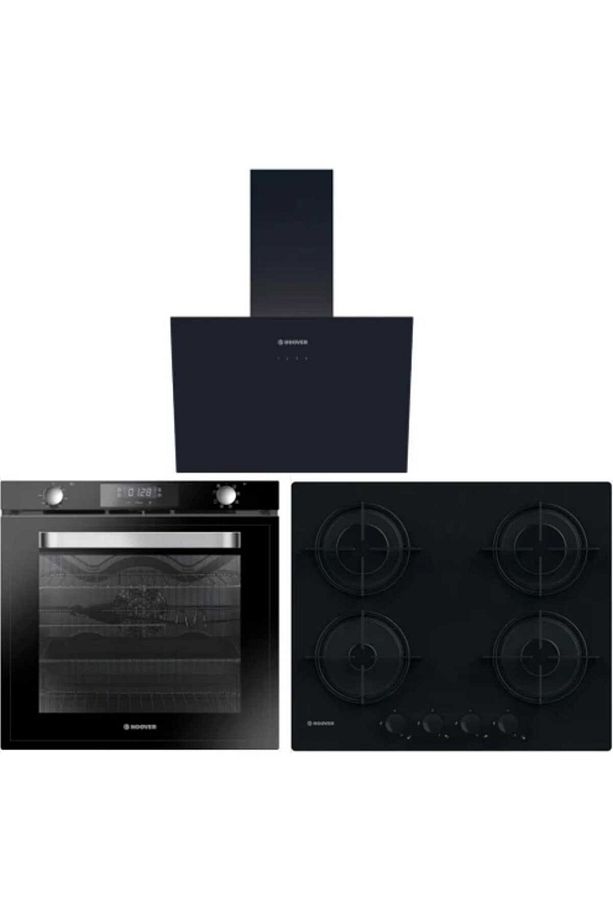 3lü Ankastre Set Siyah (HDG6C2GBTK Davlumbaz, HOAT 3150 BI Fırın, HVW6MBB Ocak) - 1