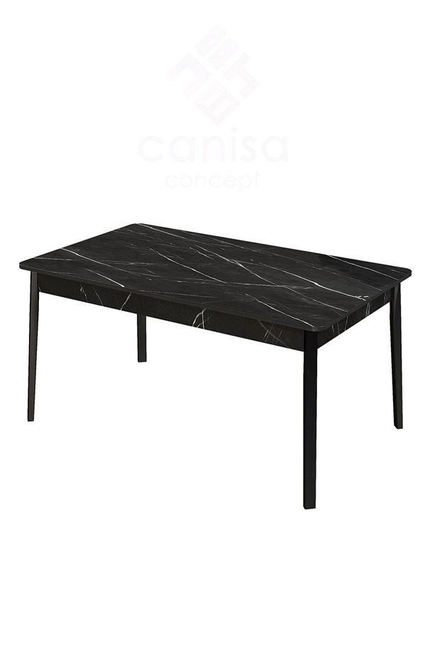 Ada Serisi , 80x130 Sabit Mutfak Masası , Yemek Masası, Siyah Mermer Desen Masa - 2