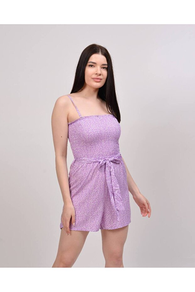 İp Askılı Şortlu Mor Elbise - 2