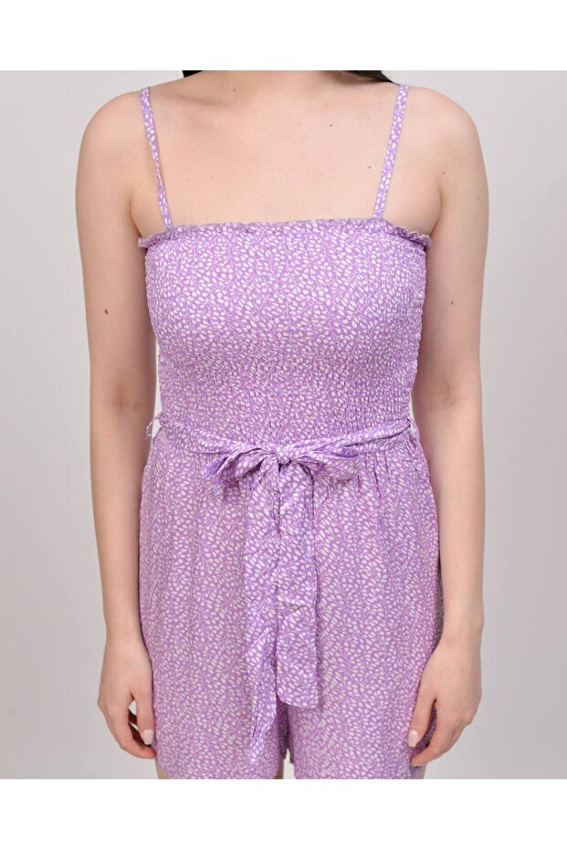 İp Askılı Şortlu Mor Elbise - 3