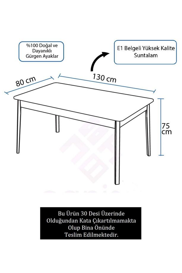 Ada Serisi , 80x130 Sabit Mutfak Masası , Yemek Masası, Siyah Mermer Desen Masa - 3