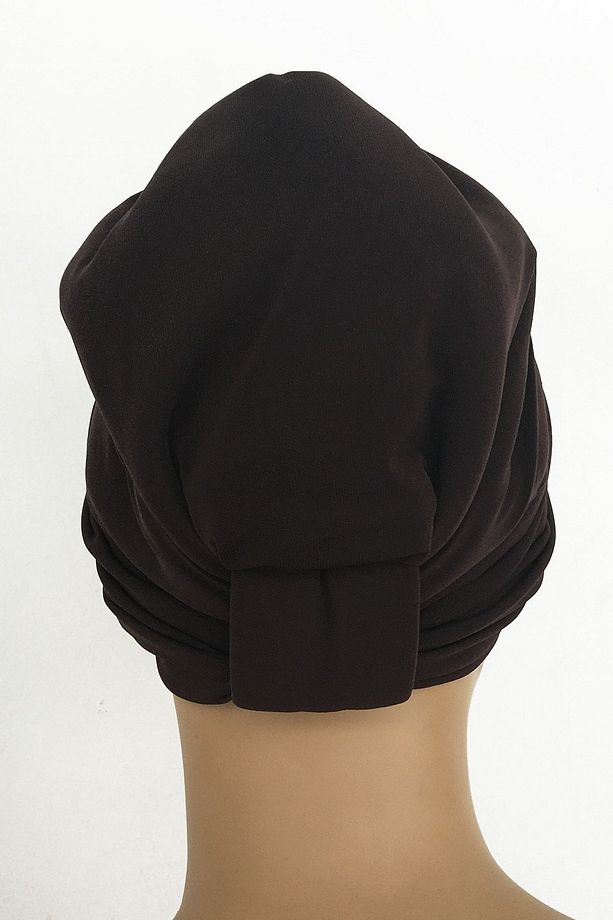 Bone Dolgulu Drape Dış Bone Hazır Türban Kahve Kadın Tesettür Bone Astarlı Hijab - 2