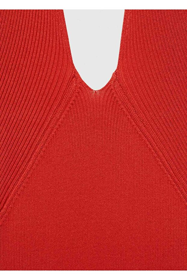 Halter yaka triko elbise - 5