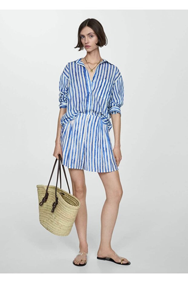 %100 pamuklu çizgili gömlek - 2