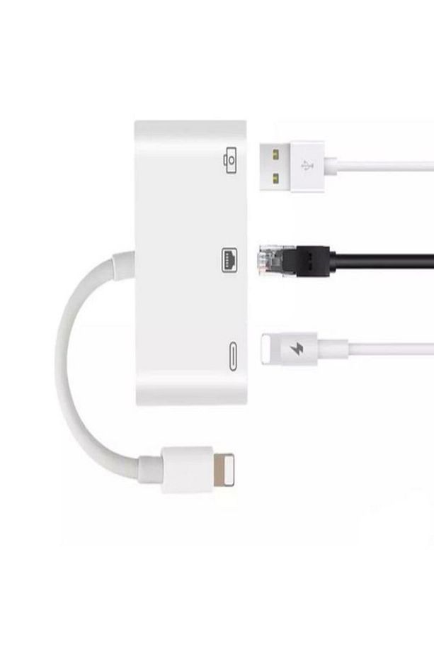 Iphone 7 8 X 11 11 Pro 12 13 13 14 Pro Max ve Ipad Uyumlu Usb Ethernet Lightning Şarj Adaptörü 3in1 - 5