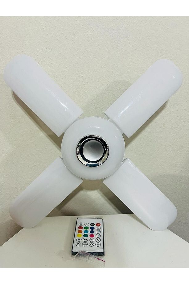 Bluetooth Hoparlör Disko Topu Rgb Led Işıklı Renkli Işık Lamba 4 Kanatlı Kumandalı Ampul - 4