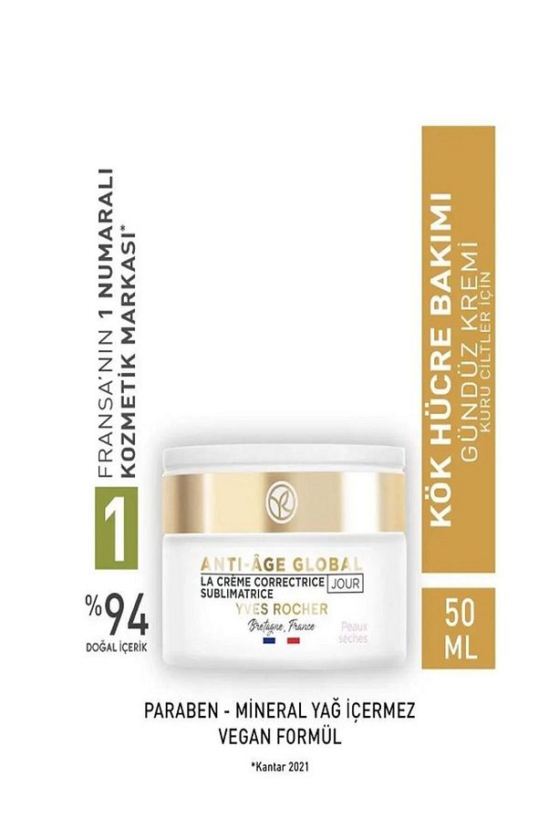 Kuru Cilt Gündüz Kremi -Yenileyici Yaşlanma Karşıtı Bitkisel Kök Hücre Bakımı / Anti-Age Global 50ml - 1