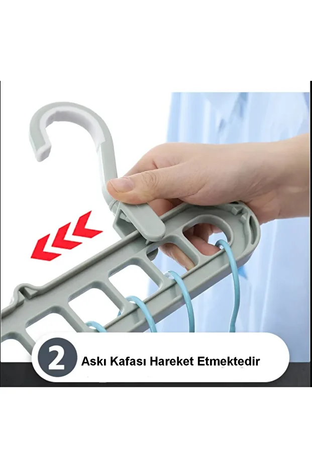 Sihirli Elbise Askısı 9 Gözlü Akıllı Askı Sihirli Askılık - 5 adet - 6
