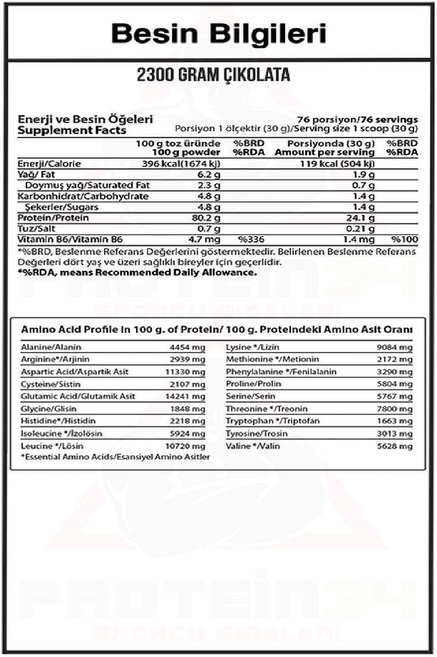 Çikolata Aromalı Whey 3 Matrix Protein Tozu 2300 gr - 2