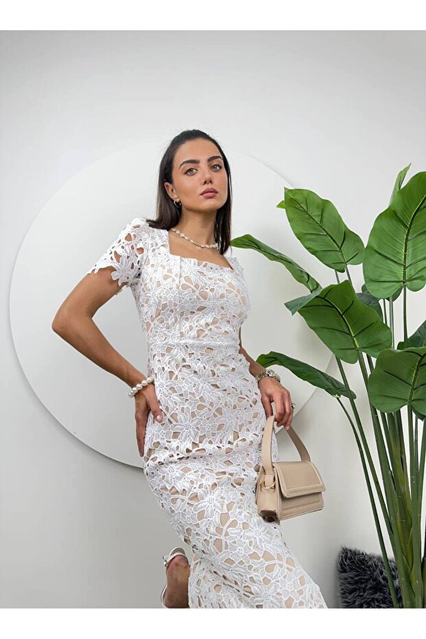 Back Slit Patterned Dress - 3