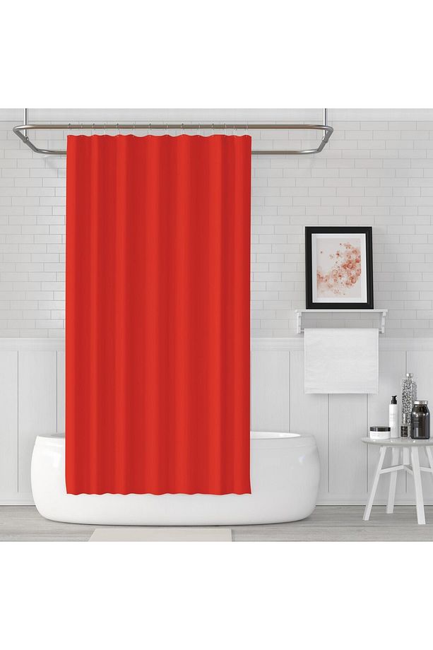 Banyo Perdesi 2x120x200 Çift Kanat Duş Perdesi Halka Hediyeli 0010 Kırmızı - 1