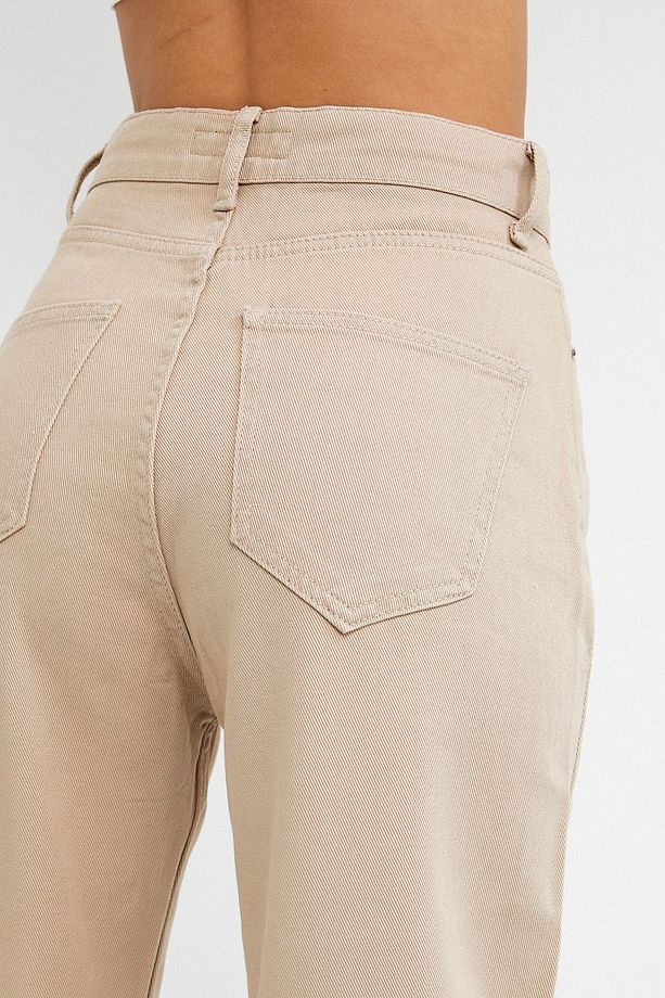 Açık Bej Slouchy Pantolon - 4