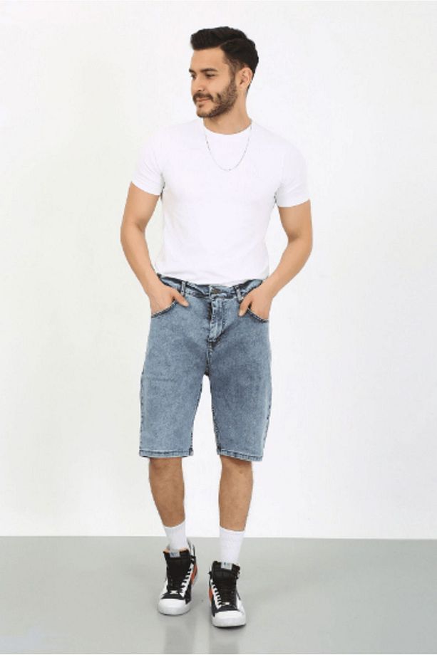 Kaizer Denim Erkek Gri Baggy Şort - 1