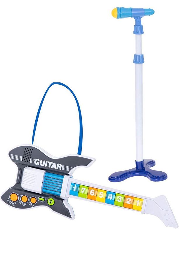 Rg-035bk Mikrofonlu Tuşlu Çocuk Elektro Oyuncak Gitar (MİKROFON STANDI VE ASKI DAHİL) - 4