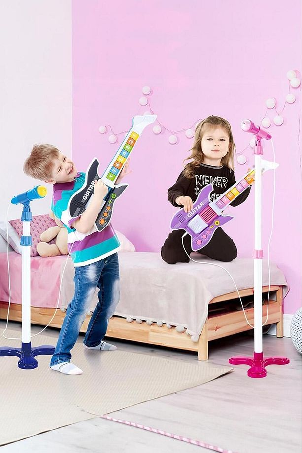 Rg-035bk Mikrofonlu Tuşlu Çocuk Elektro Oyuncak Gitar (MİKROFON STANDI VE ASKI DAHİL) - 7