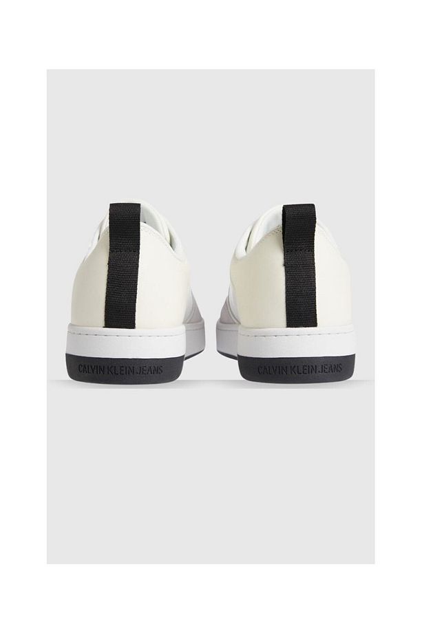 Erkek Logolu Bağcıklı Deri Bej Sneaker Ym0ym00574-0f6 - 2