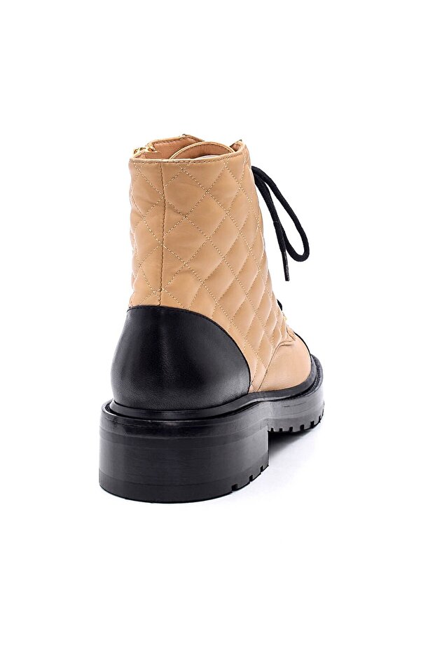 Freya Bej Deri Kadın Düz Bot - 3