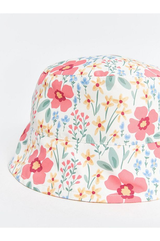 LCW baby Çiçek Desenli Kız Bebek Bucket Şapka - 4