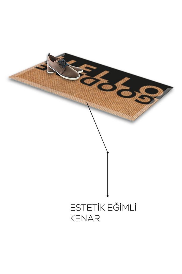 Cam Kapı Önü Paspası | Kaydırmaz Cam Paspas | Hello Goodbye - Hasır Desen | 50cm x 90cm - 2
