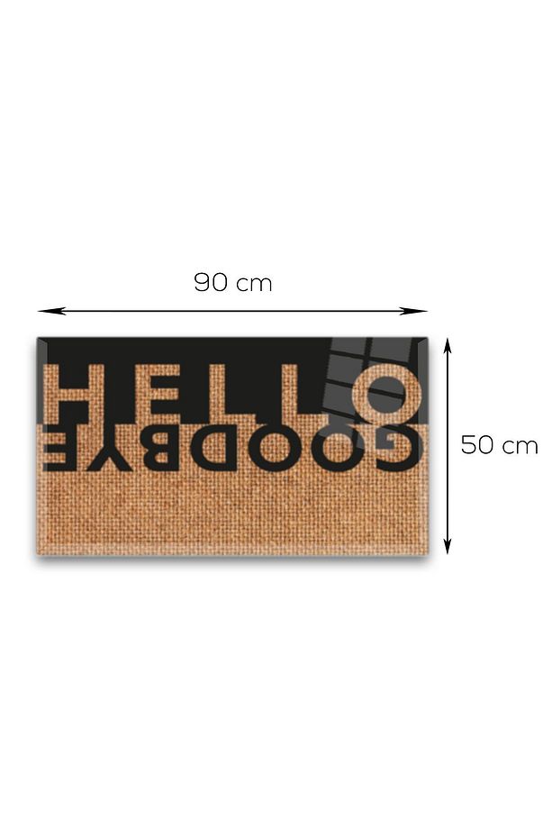 Cam Kapı Önü Paspası | Kaydırmaz Cam Paspas | Hello Goodbye - Hasır Desen | 50cm x 90cm - 3