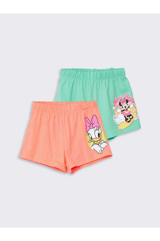 LCW baby Beli Lastikli Kız Bebek Minnie Mouse Baskılı Şort 2'li - 1