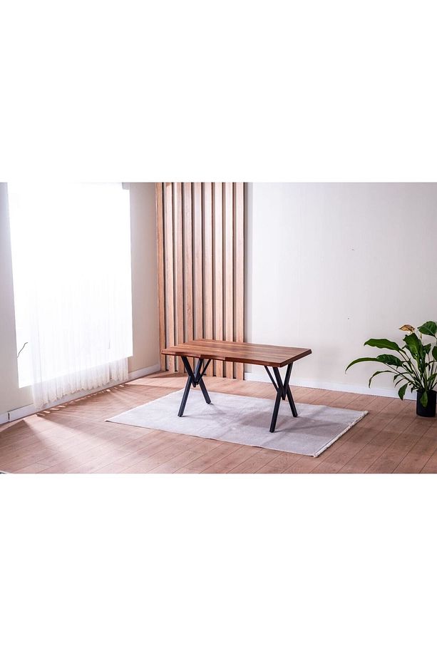 Kütük Desenli MDF Masa Elma Mutfak Takimi 4 Sandalyeli Salon Yemek Masa Takimi - 7
