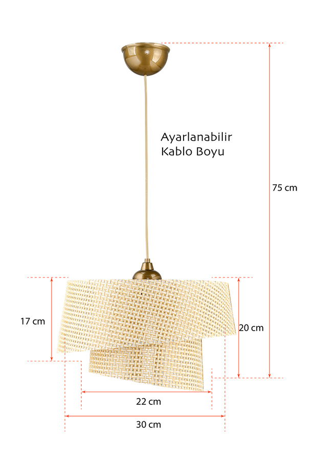 Eftelya Hazeran Rattan 2 Katlı Pasta Sarkıt Avize - 4