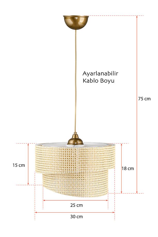 2'li Stare Hazeran Rattan Sarkıt Avize - 4