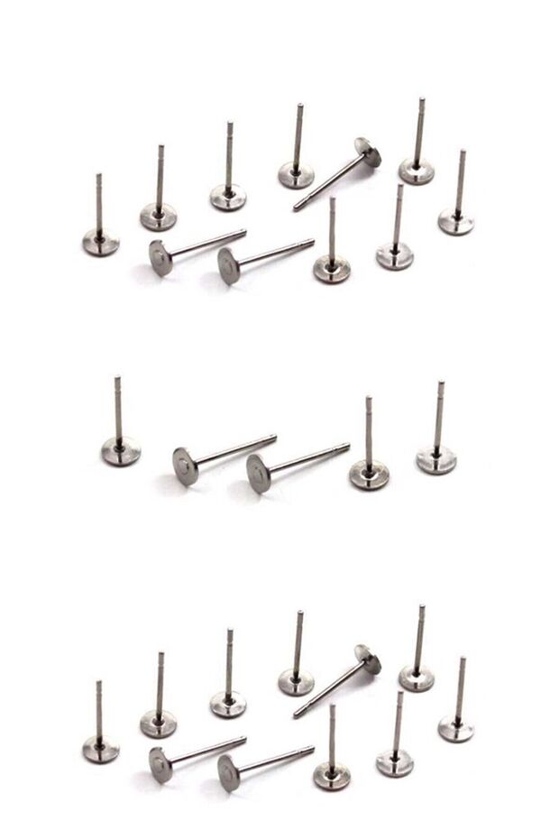 100 Adet (50 ÇİFT) - 4 Mm Pullu Pirinç Küpe Çivisi - 2