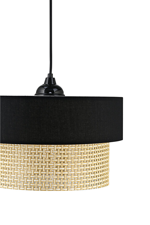 Hazeran Rattan 2 Katlı Sarkıt Avize Siyah - 3