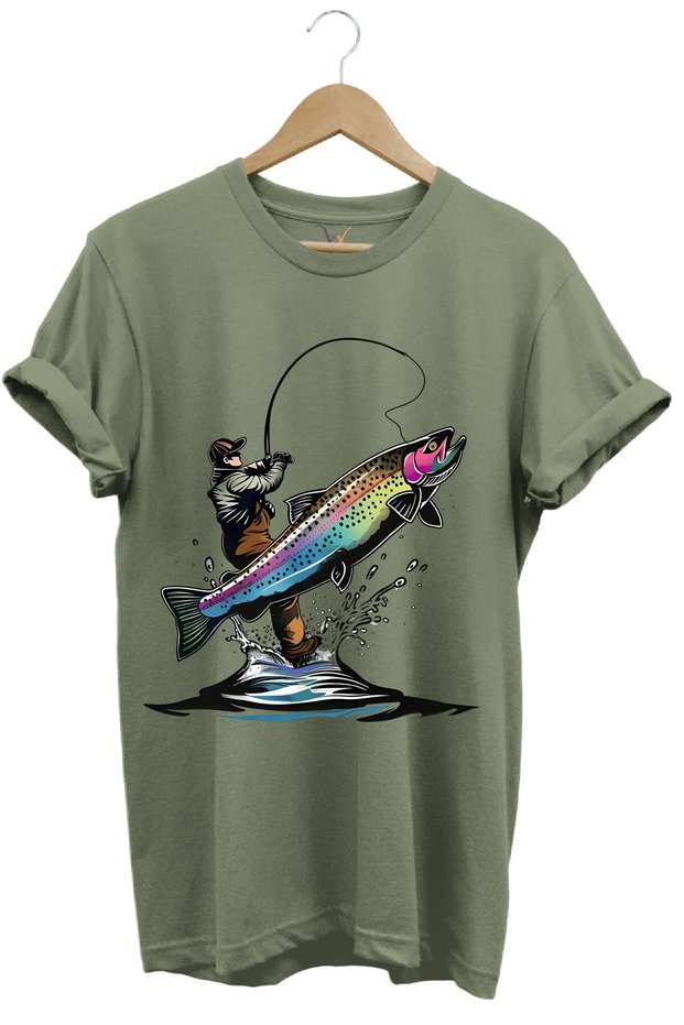 Fishing with Fishing Rod Fishing Fish Hunting Trout Pike Hunting Regular Fit 100% Cotton T-Shirt