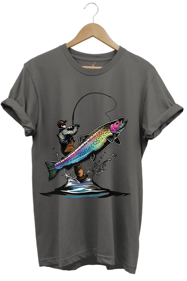 Fishing with Fishing Rod Fishing Fish Hunting Trout Pike Hunting Regular Fit 100% Cotton T-Shirt