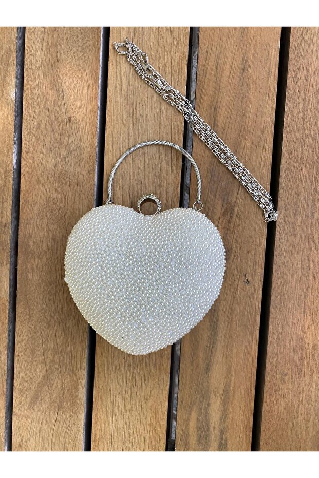 حقيبة سهرة كريستالية - تصميم على شكل قلب - 4