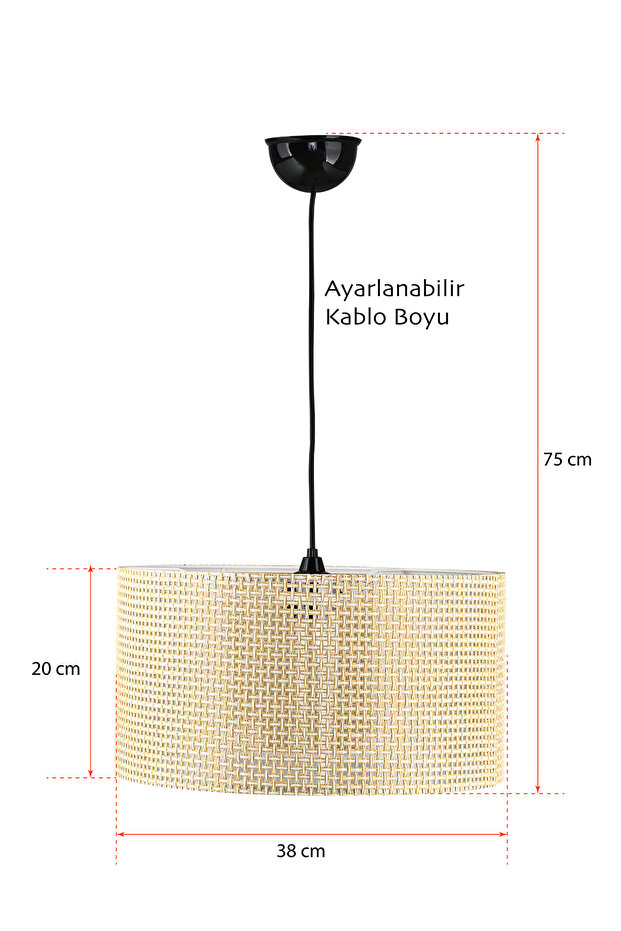 38'LİK Silindir Hazeran Rattan Sarkıt Avize - 4