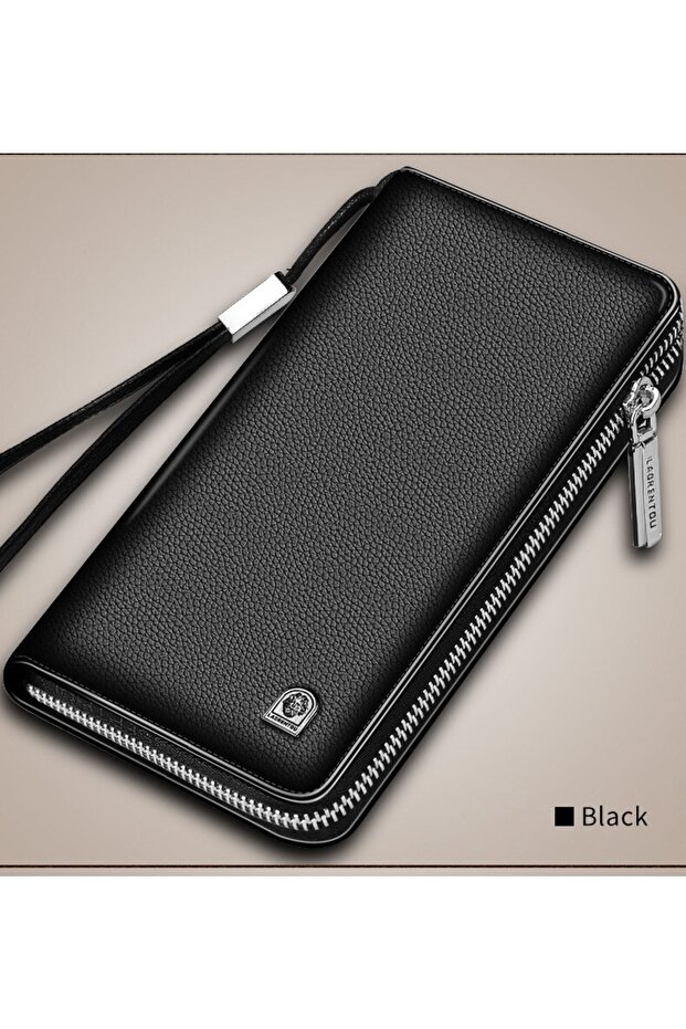 Milano Genuine Leather Italian Made Handmade Zippered Long Men's Wallet - Long Men's Card Holder