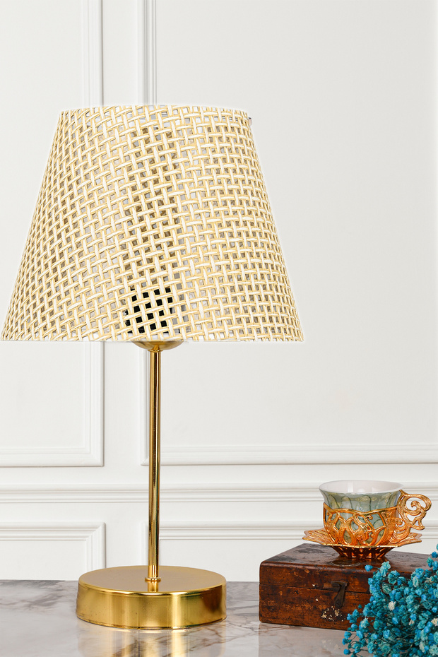 Yesna Hazeran Metal Legged Gold Lampshade Table Lamp