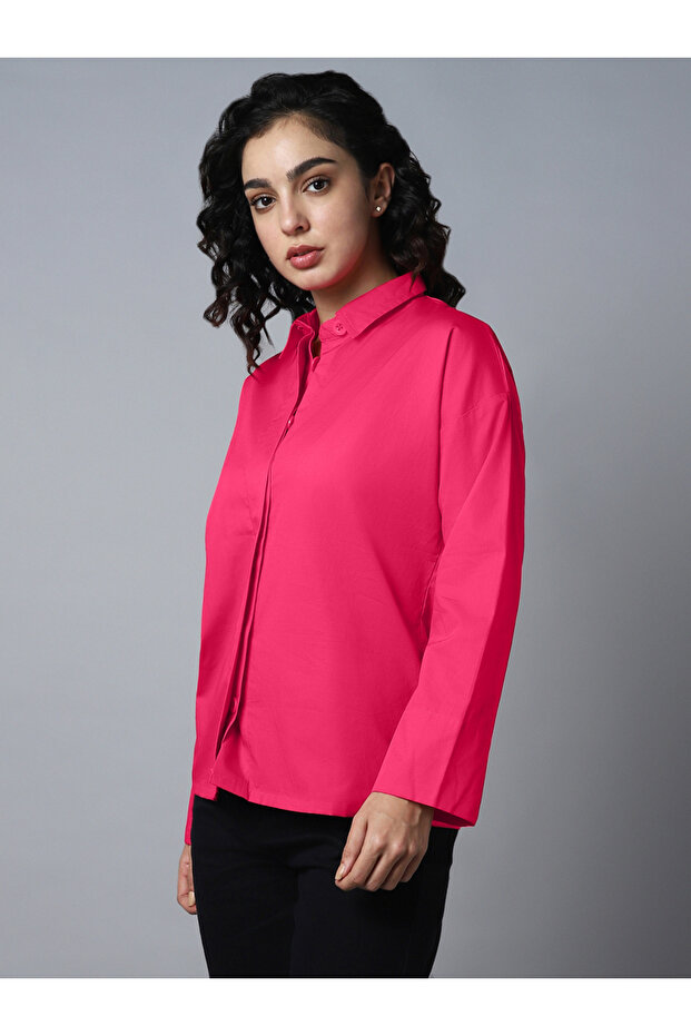 قميص بقصة عادية وفتحة مخفية صلبة - 3