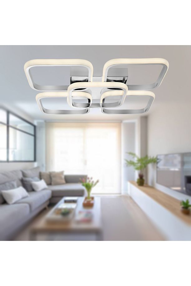 TT302-4+1-KR KARE TT Aydınlatma Krom Kaplama Plofonyer 5 li ( 3 Renk Işık Modüllü ) Led Avize - 3