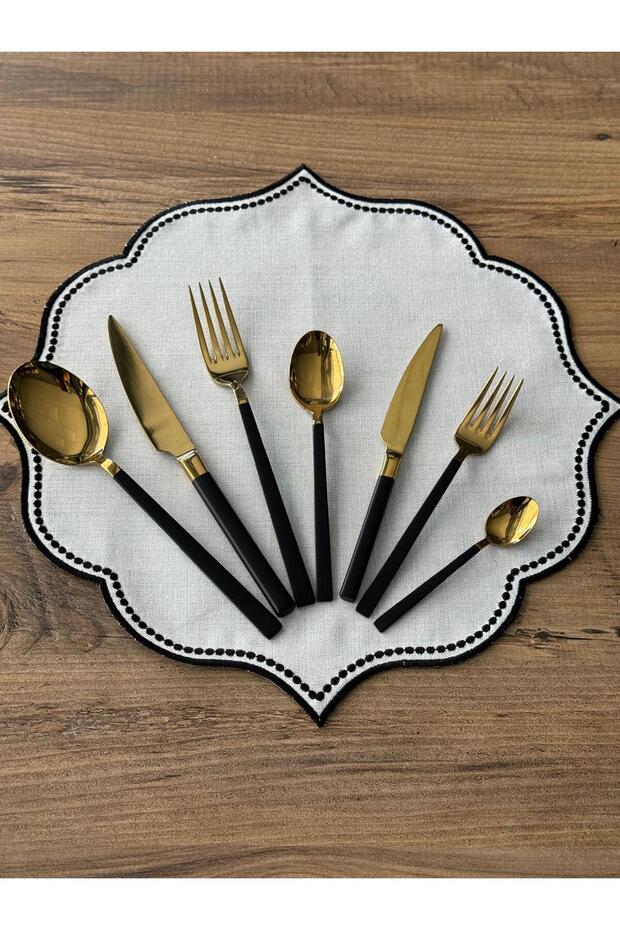 BLACK GOLD 42 PIECES 6 PERSON FORK KNIFE SPOON SET
