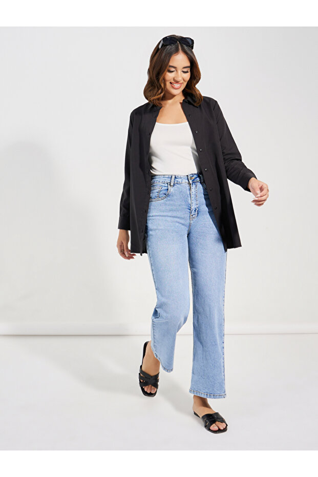 قميص طويل منسوج بأزرار وأزرار - 2