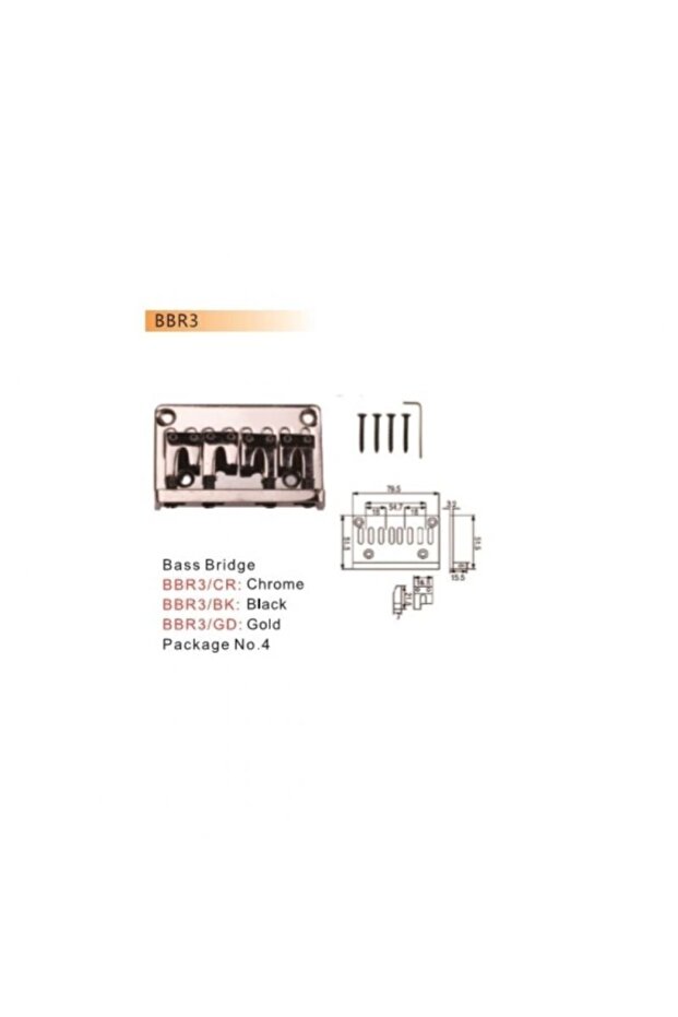 Bbr3Cr Bass Guitar Bridge Chrome (Dr. Parts) | 4 Strings - 79.5mm - Standard