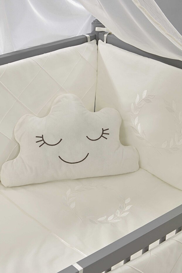 Motto Ecru Embroidered Cotton Baby Sleeping Set 60X120 cm