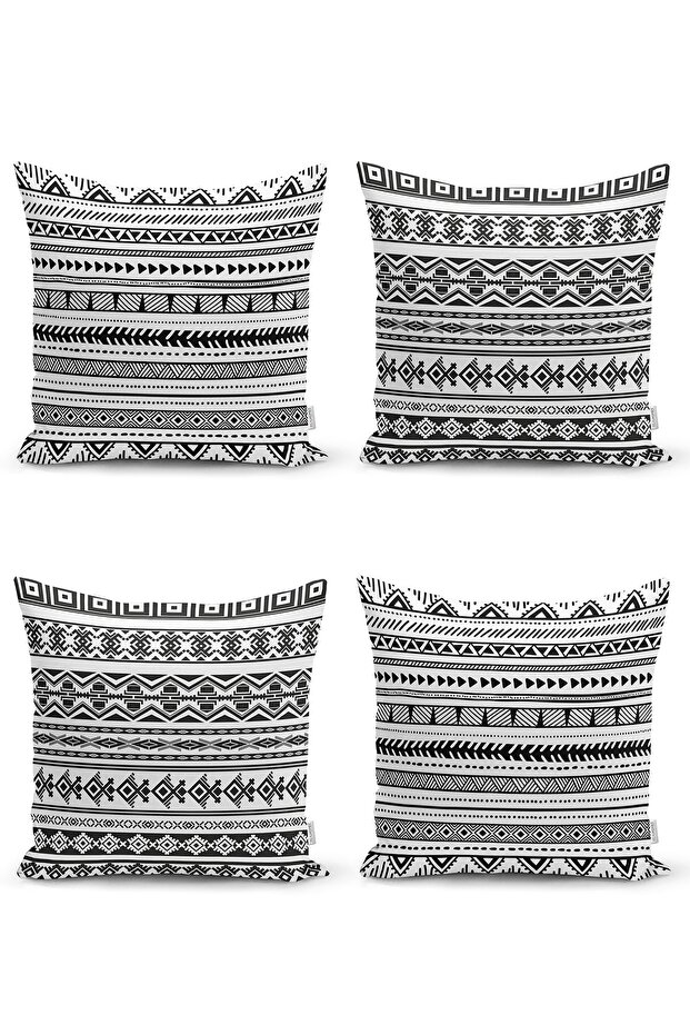 Set of 4 Modern Cushion Covers with Custom Scandinavian Design and Digital Print
