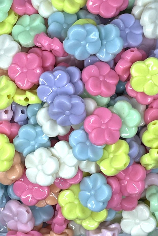 15 Pieces 18 Mm Plastic Daisy Model Beads Pastel Mixed Color, Jewelry Material, Plastic Beads