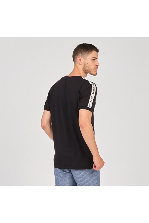 Kolu Şeritli T-shirt - Siyah - 4
