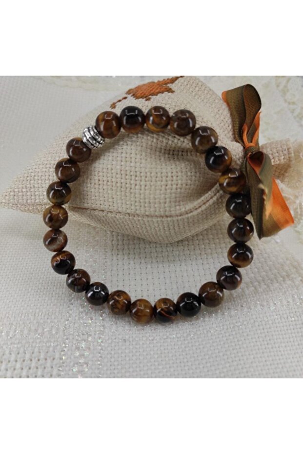8 Mm Natural Tiger Eye Stone Bracelet - Klcbl0039